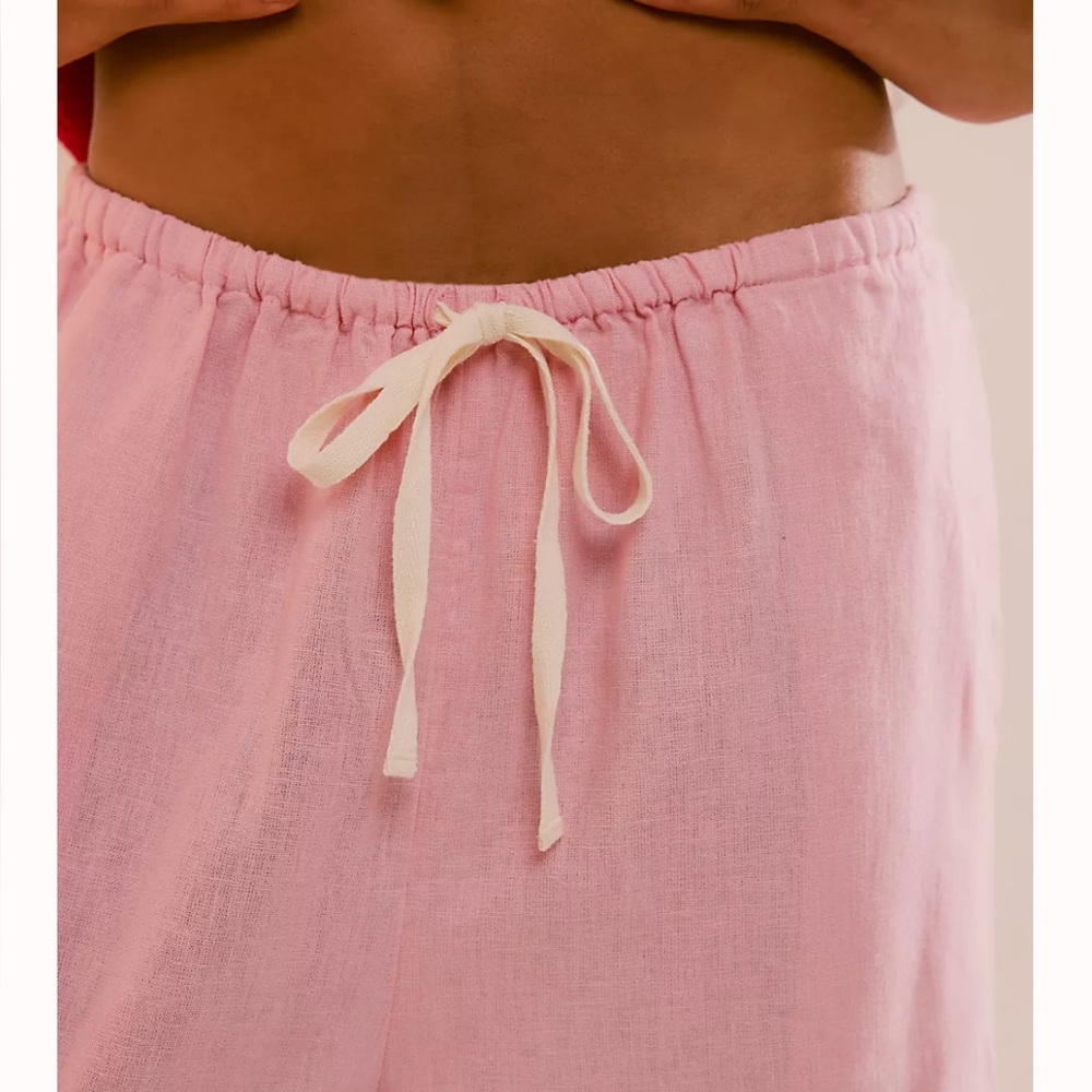 Free People Livin' In It Cotton-Linen Slouchy Beach Pants Orchid Pink medium - Picture 3 of 12